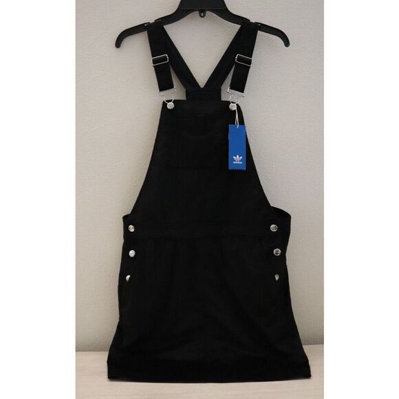 adidas GU2995 Women's Sz S Black Dungaree Overalls Corduroy Dress $100+ - Picture 1 of 6